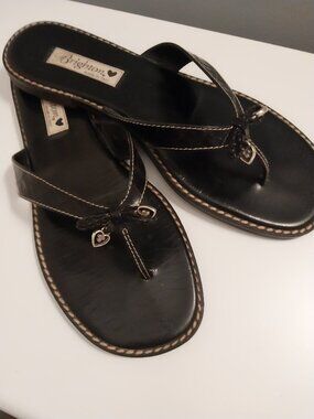 💗Brighton Sandals "Ofelia" Black, Silver heart 10M 💗